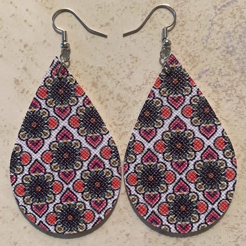 Faux Leather Dangle Earrings - Picture 3 of 5